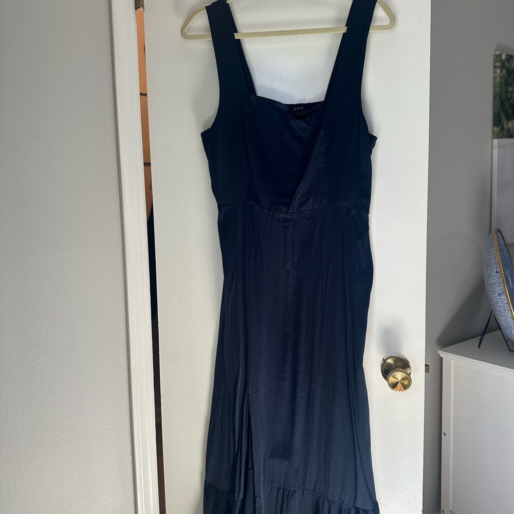Navy Quince Satin Midi Dress - Picture 7 of 10